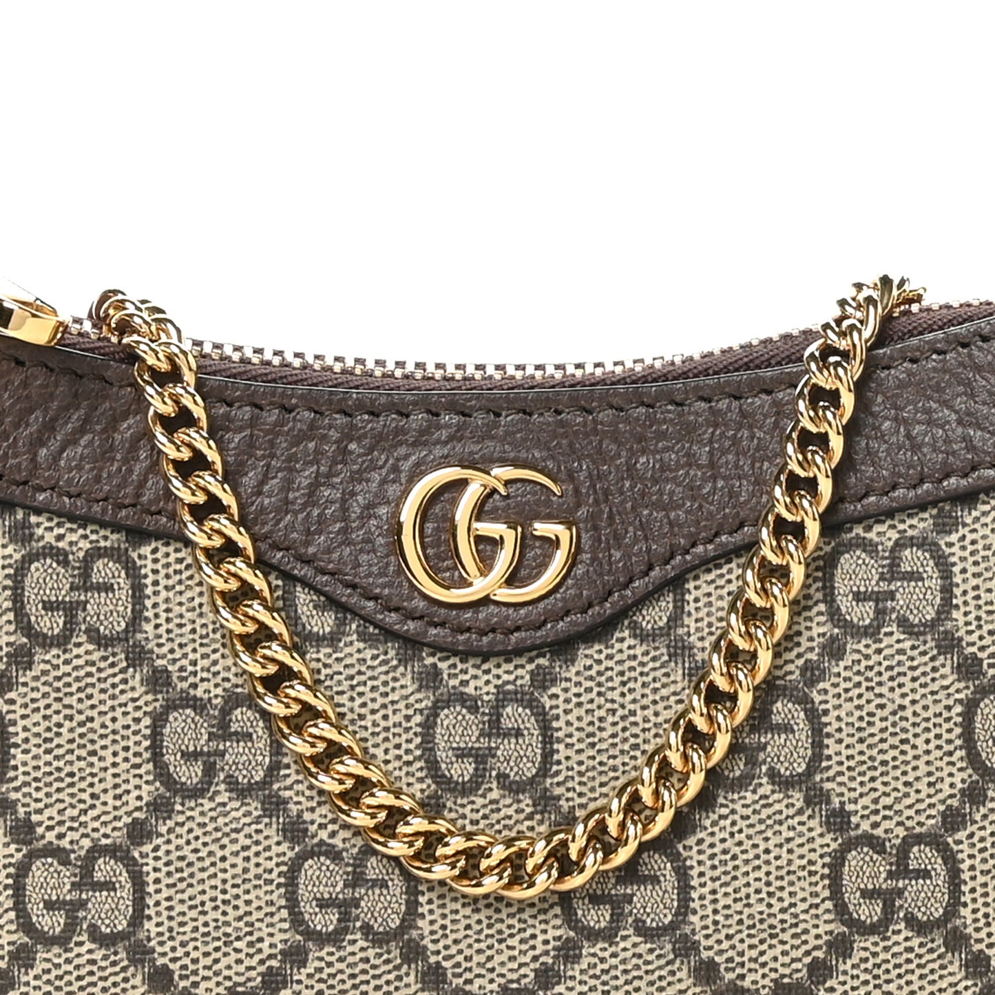 GG Supreme Monogram Textured Dollar Calfskin Mini Ophidia Chain Bag Beige Ebony