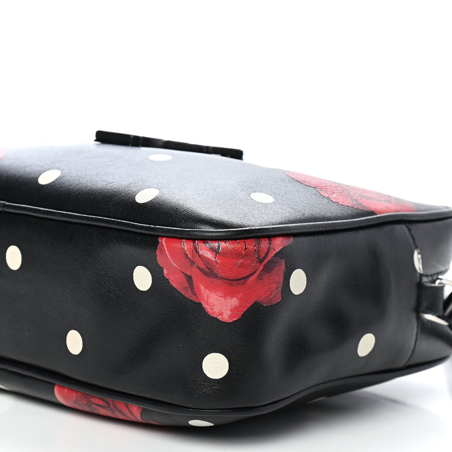 Calfskin Rose Print Monogram Lou Camera Bag Black