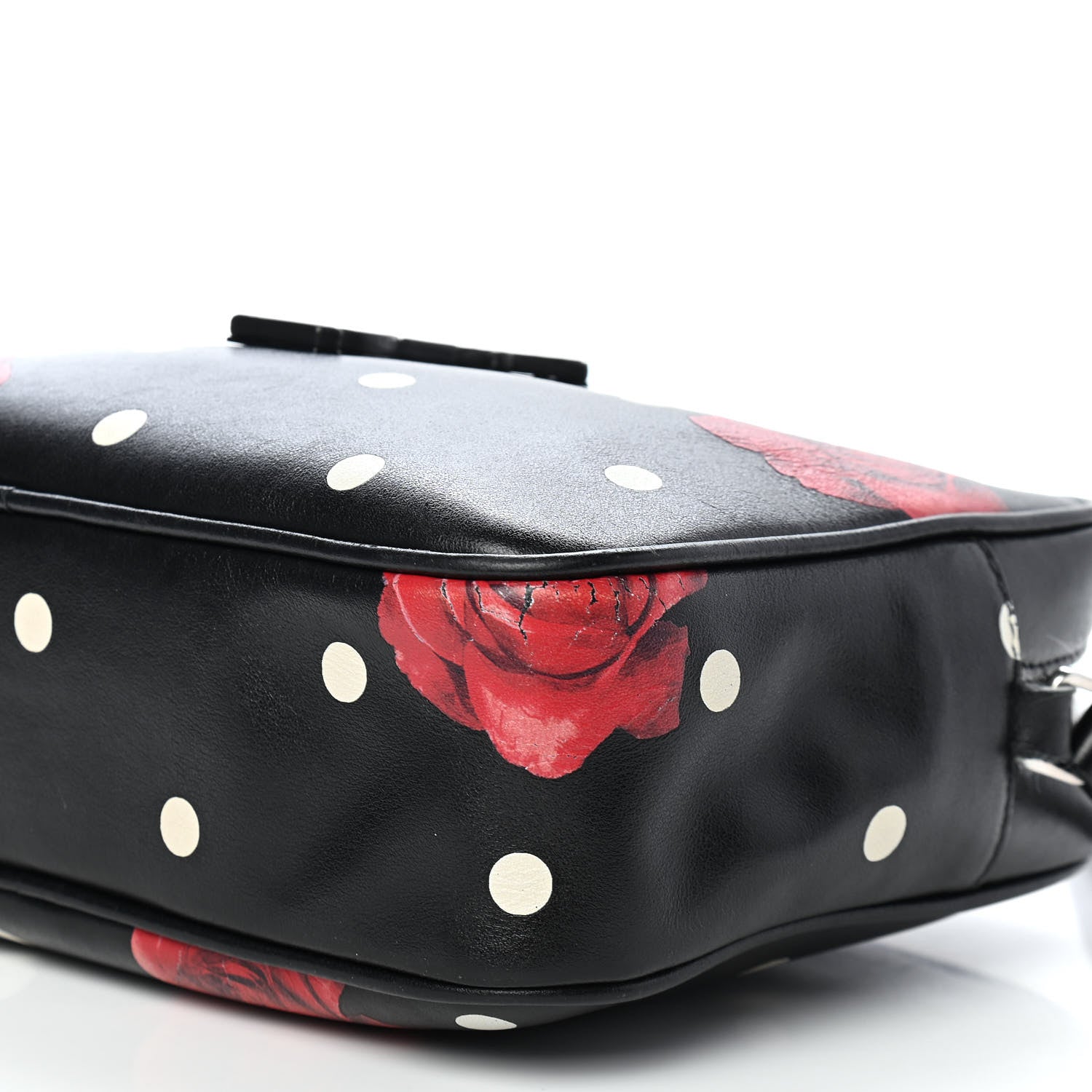 Saint Laurent Calfskin Rose Print Monogram Lou Camera Bag Black 8 of 8