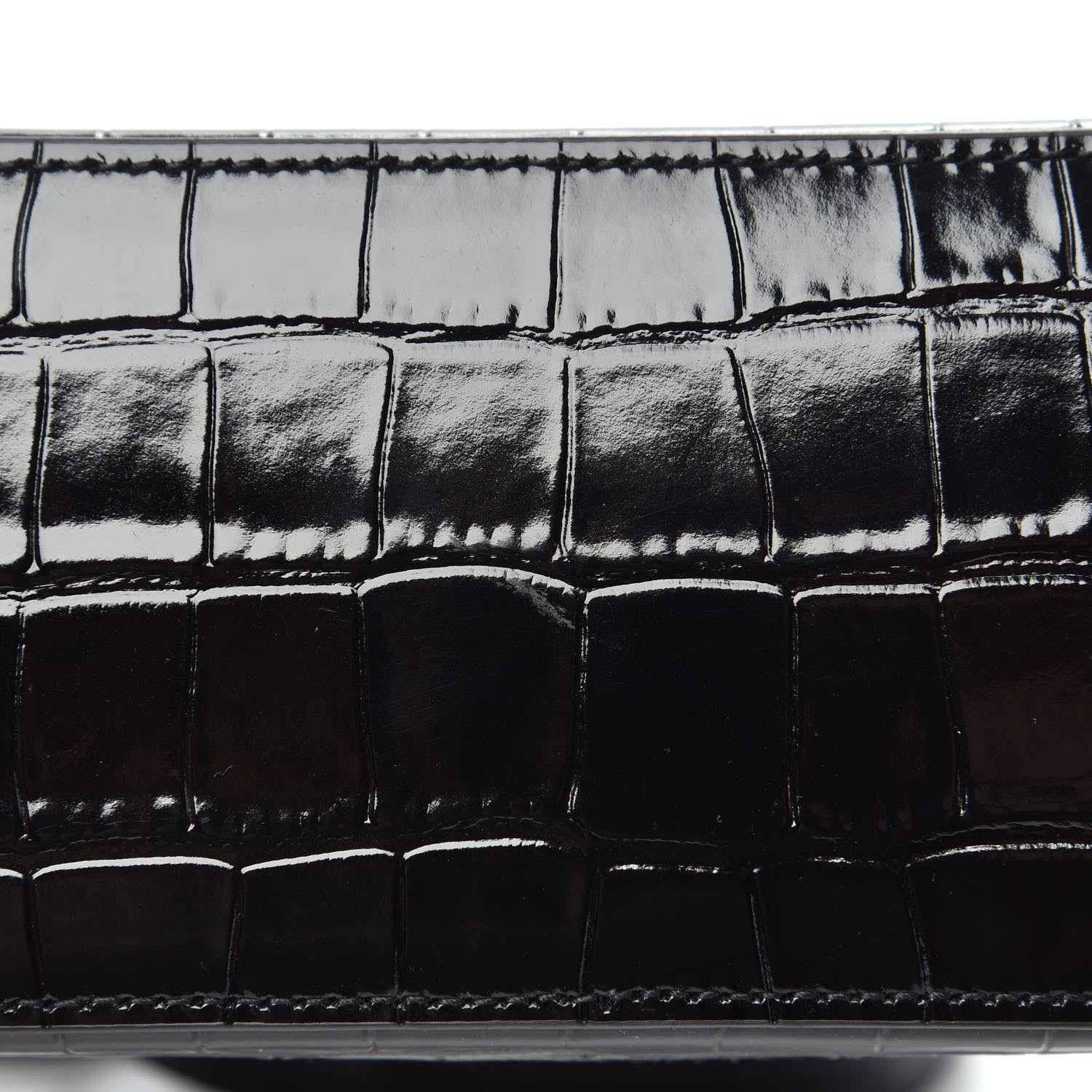 Balenciaga Shiny Calfskin Logo Crocodile Embossed XXS Ville Top Handle Bag Black White 10 of 10