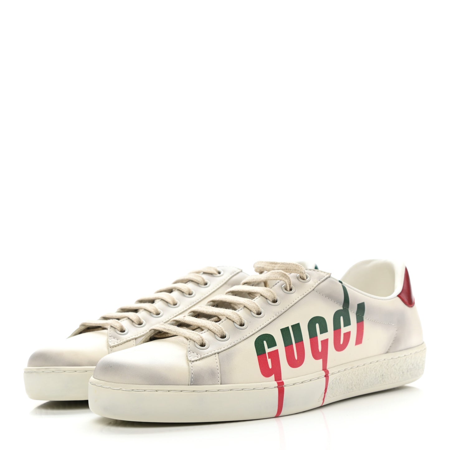 Distressed Calfskin Mens Ace Blade Sneakers 8 White