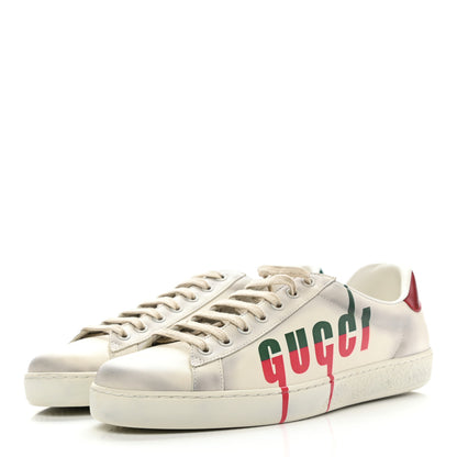 Gucci Distressed Calfskin Mens Ace Blade Sneakers 8 White 3 of 10