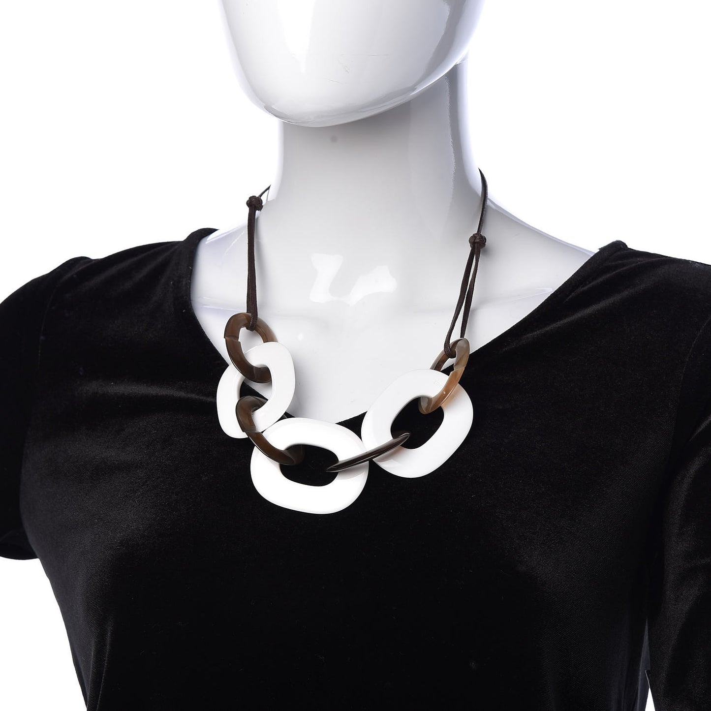 Lacquered Wood Buffalo Horn Karamba Necklace White