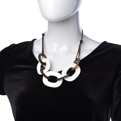 Hermes Lacquered Wood Buffalo Horn Karamba Necklace White 2 of 5