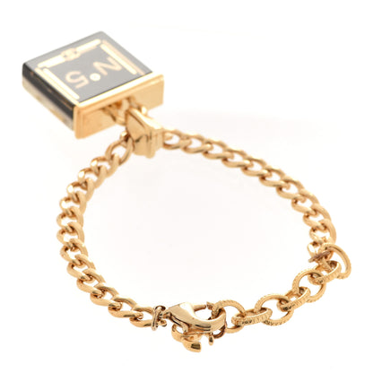 Chanel Metal Resin Crystal No 5 Bracelet Gold Black White 3 of 6