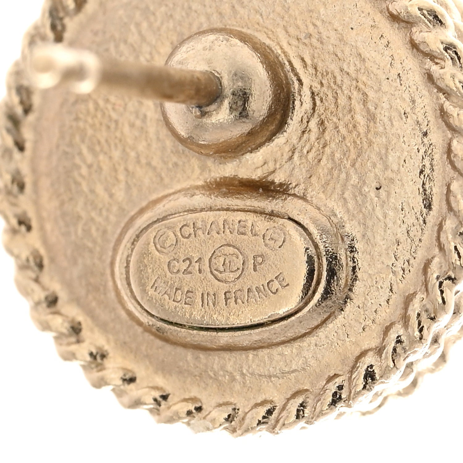 Chanel Pearl Crystal CC Round Earrings Light Gold 3 of 4