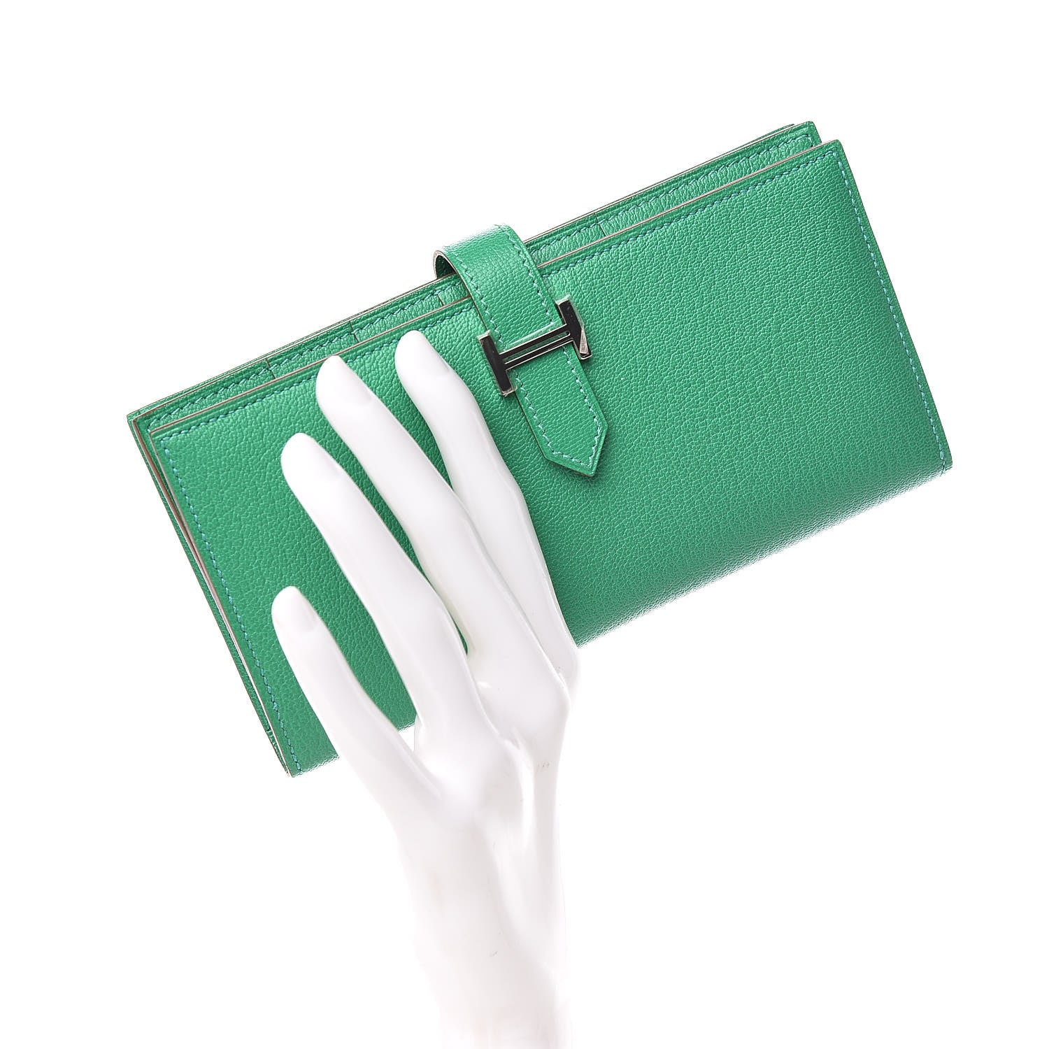 Hermes Chevre Mysore Bearn Gusset Wallet Menthe 2 of 9