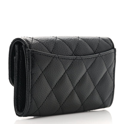 Chanel Caviar Quilted Flap Card Holder Wallet Black 3 of 9