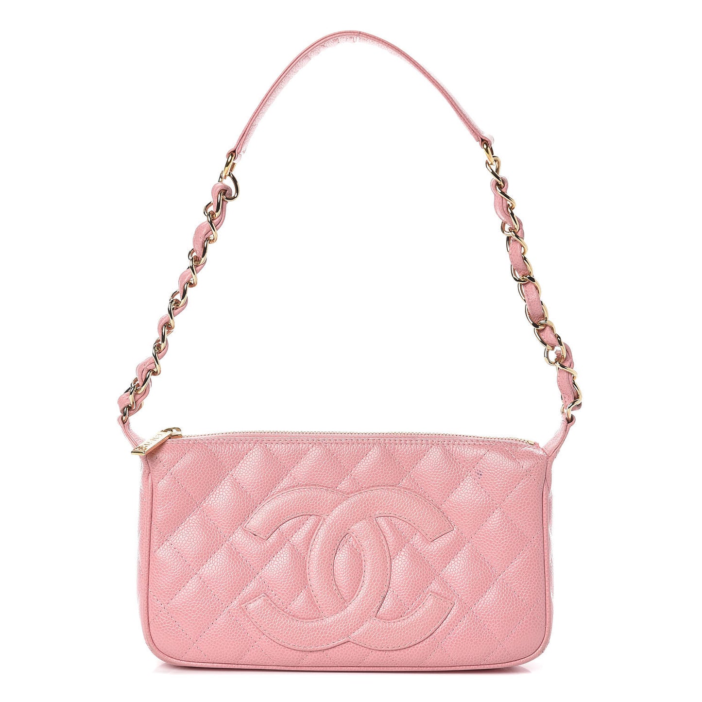Caviar Quilted Pochette Pink