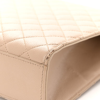 Saint Laurent Grain De Poudre Mixed Matelasse Large Triquilt Monogram Satchel Dark Beige 11 of 25
