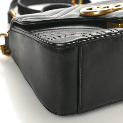 Gucci Calfskin Matelasse Mini GG Marmont Top Handle Shoulder Bag Black 9 of 10
