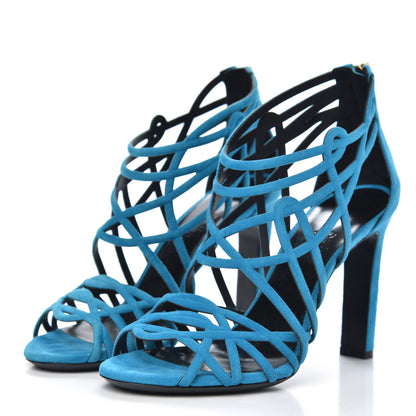 Hermes Suede Moon Sandals 36 Bleu Thalassa 3 of 10