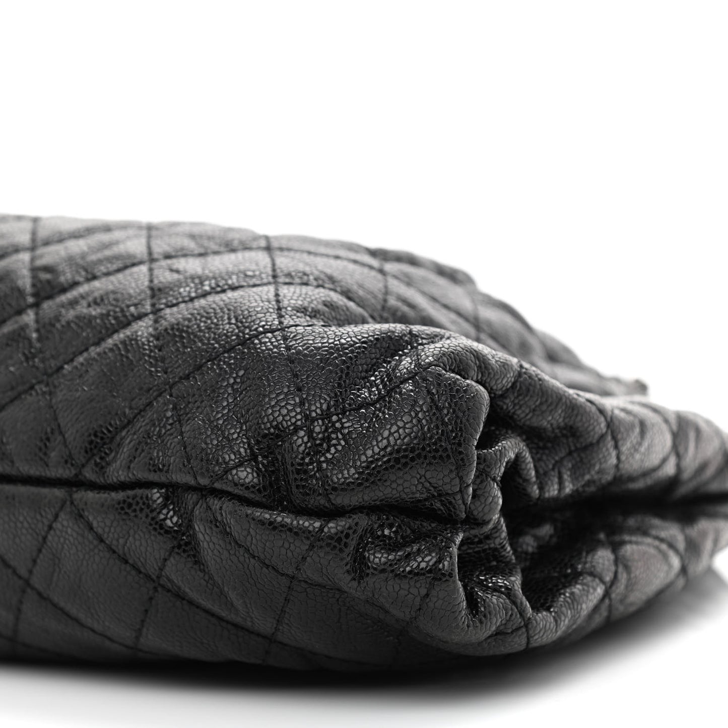 Caviar Quilted Medium Elastic Shopping Tote Black