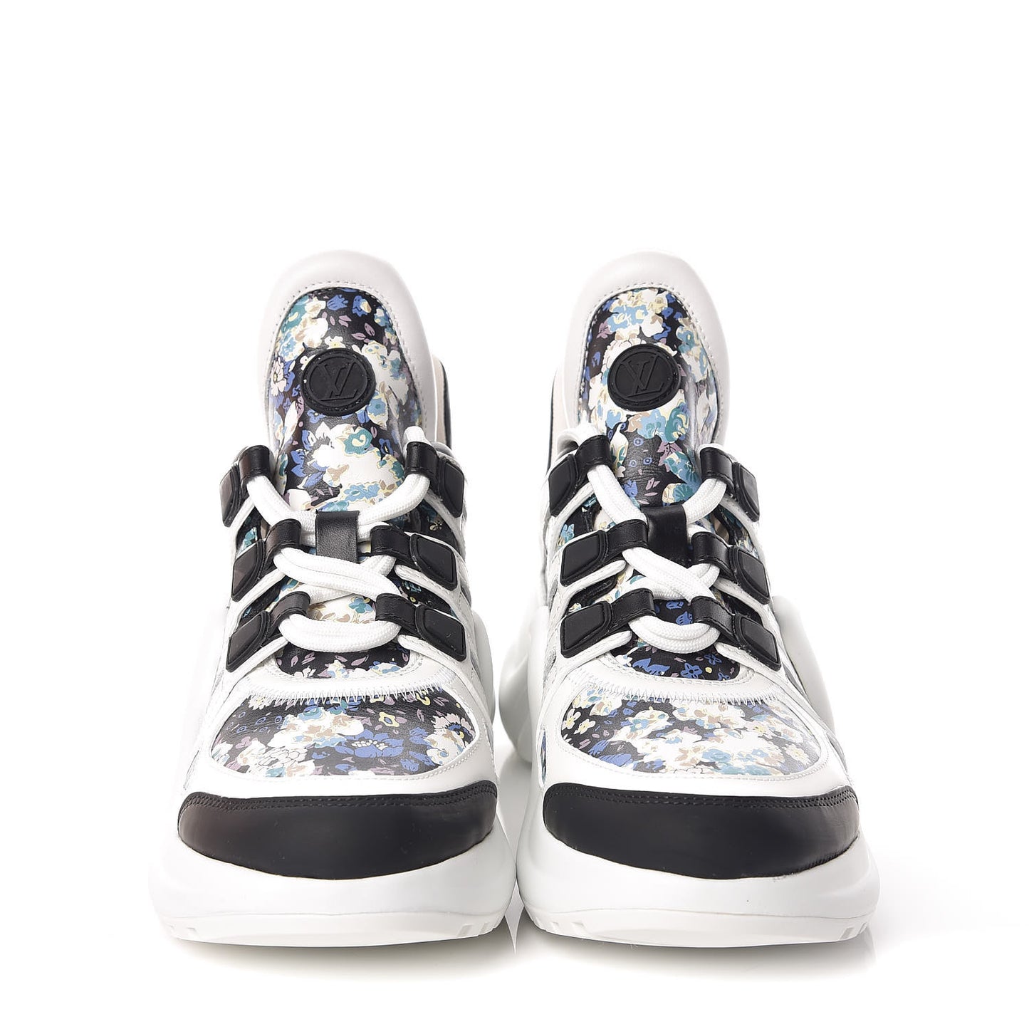 Flower Printed Calfskin Monogram LV Archlight Sneakers 36.5 Black Blue