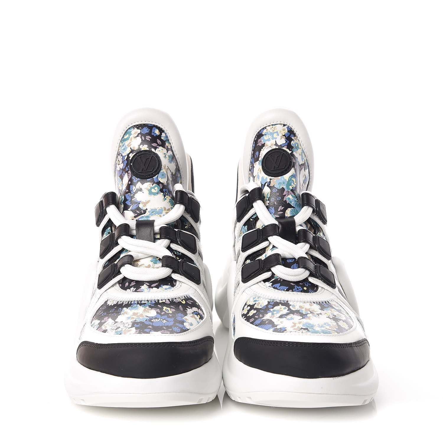 Louis Vuitton Flower Printed Calfskin Monogram LV Archlight Sneakers 36.5 Black Blue 2 of 8