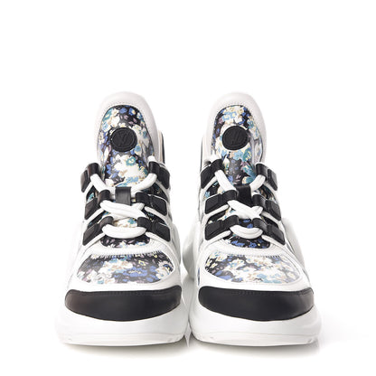 Louis Vuitton Flower Printed Calfskin Monogram LV Archlight Sneakers 36.5 Black Blue 2 of 8