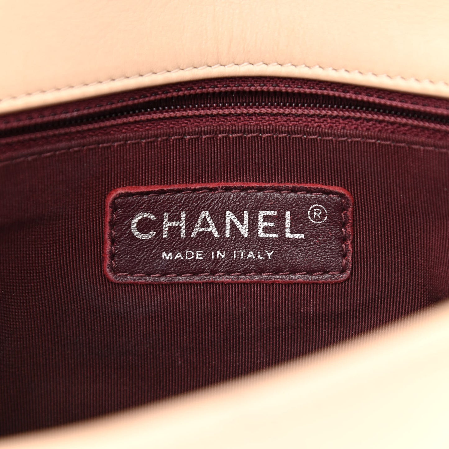 Calfskin Quilted Flap Beige Black