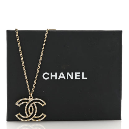 Chanel Crystal Metal CC Pendant Necklace Gold 5 of 5