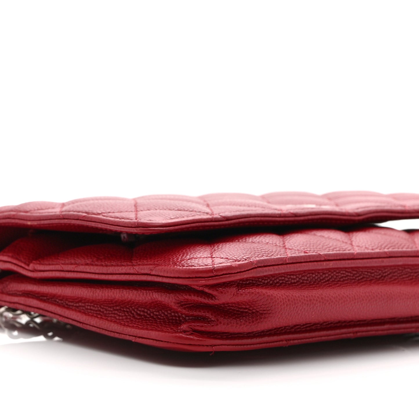 Caviar Quilted Wallet on Chain WOC Red