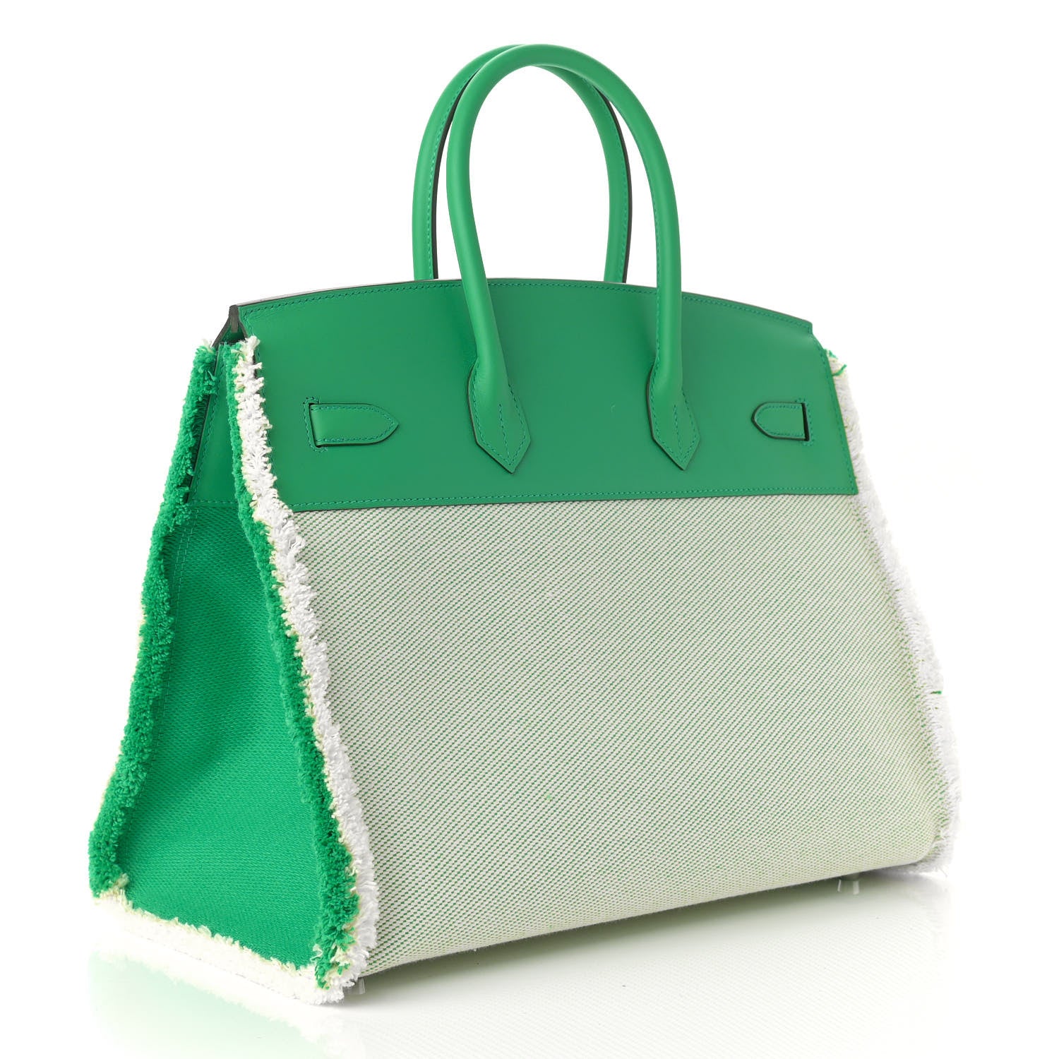 Hermes Swift Twill H Fray Fray Birkin 35 Menthe Ecru 4 of 11