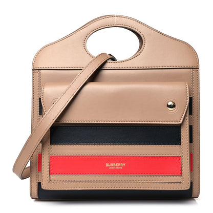 Burberry Smooth Calfskin Striped Mini Pocket Bag Camel 1 of 8