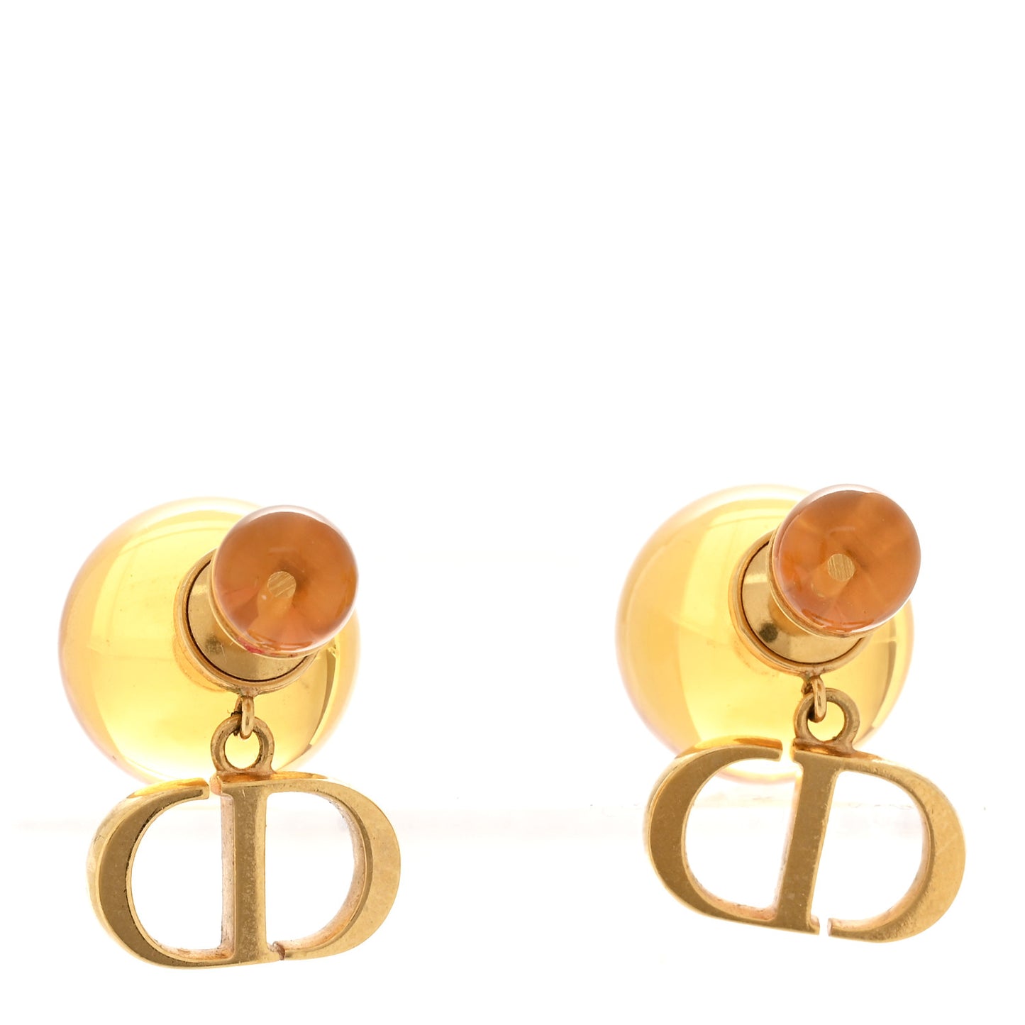 Metal Resin CD Tribales Earrings Translucent Yellow
