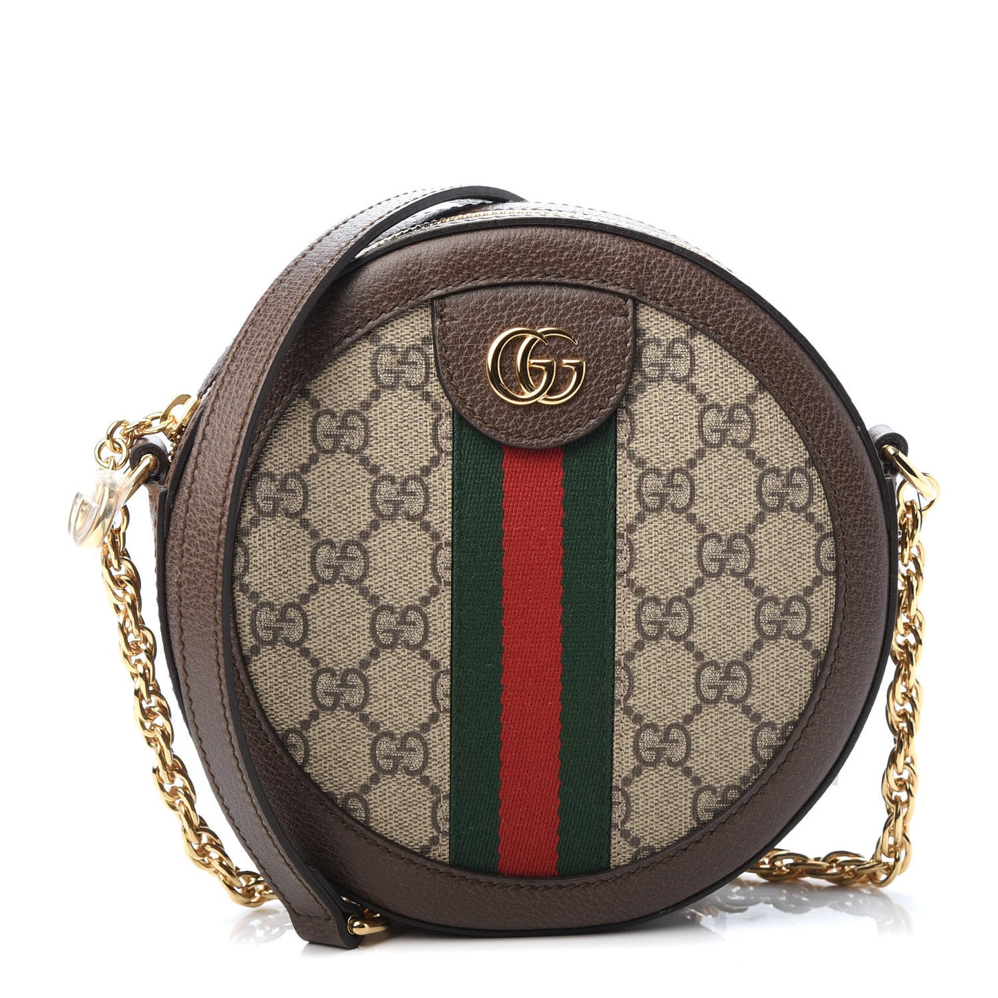 GG Supreme Monogram Web Mini Ophidia Round Shoulder Bag Brown