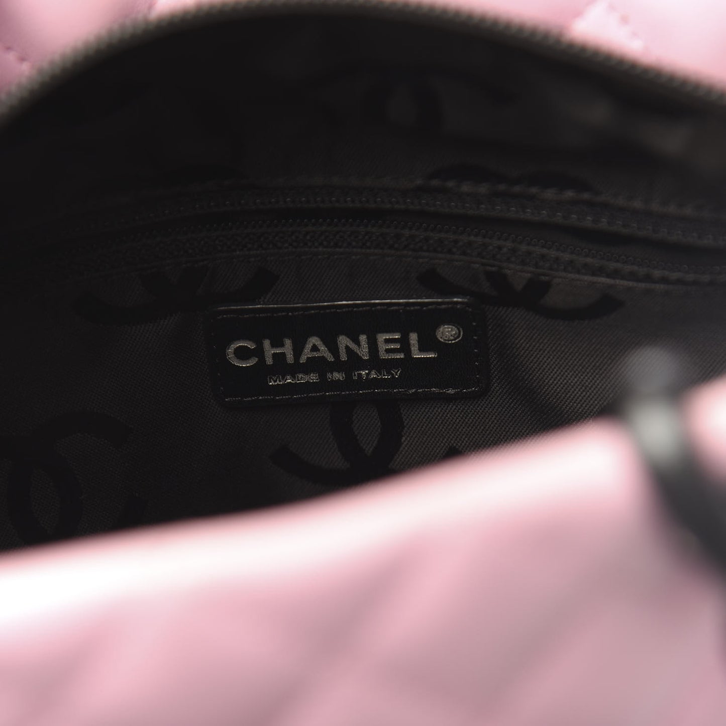 Calfskin Quilted Medium Cambon Tote Pink Black