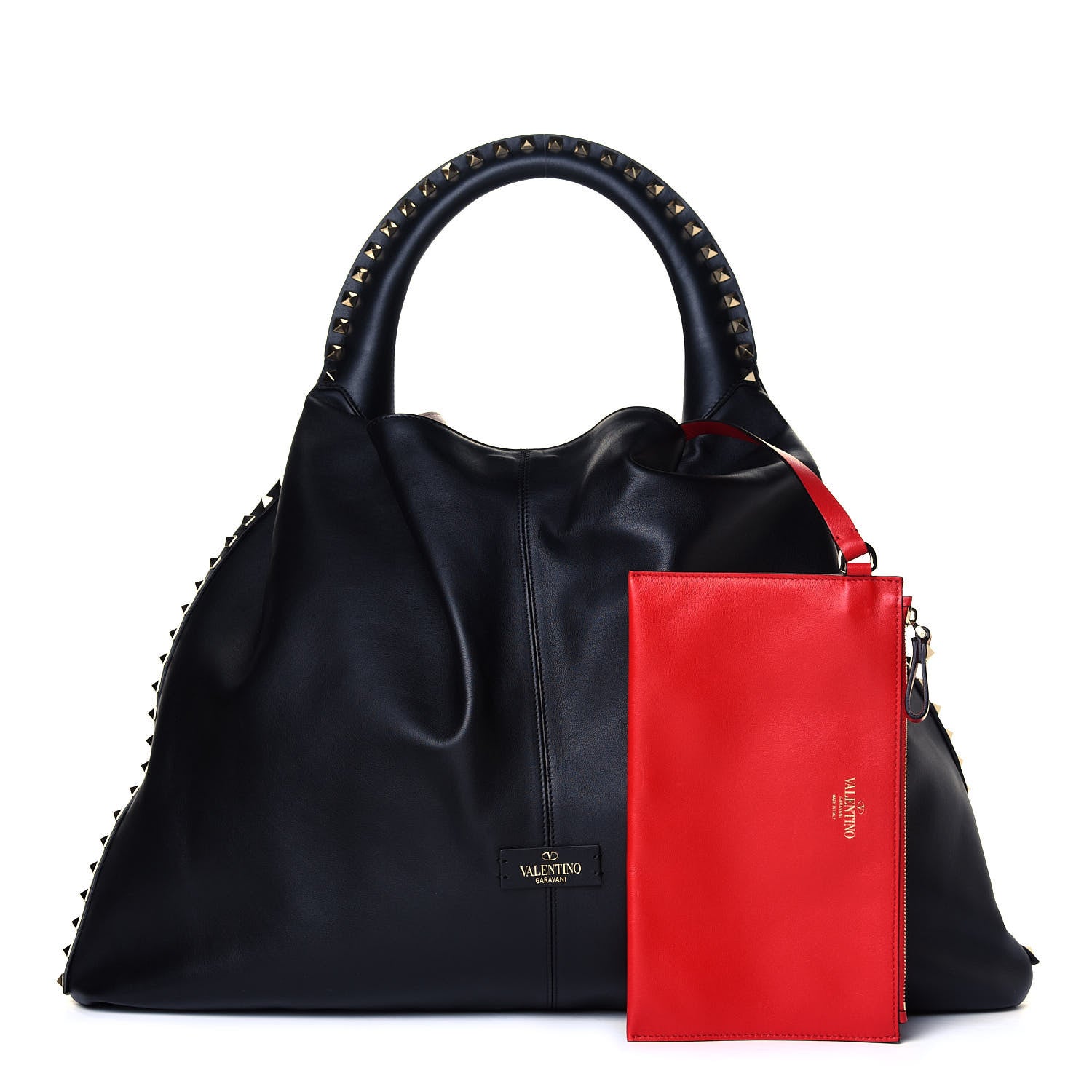 Valentino Garavani Calfskin Rockstud Hobo Black 1 of 4