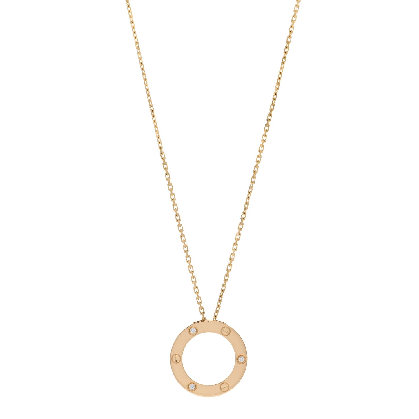 18K Yellow Gold 3 Diamonds LOVE Pendant Necklace