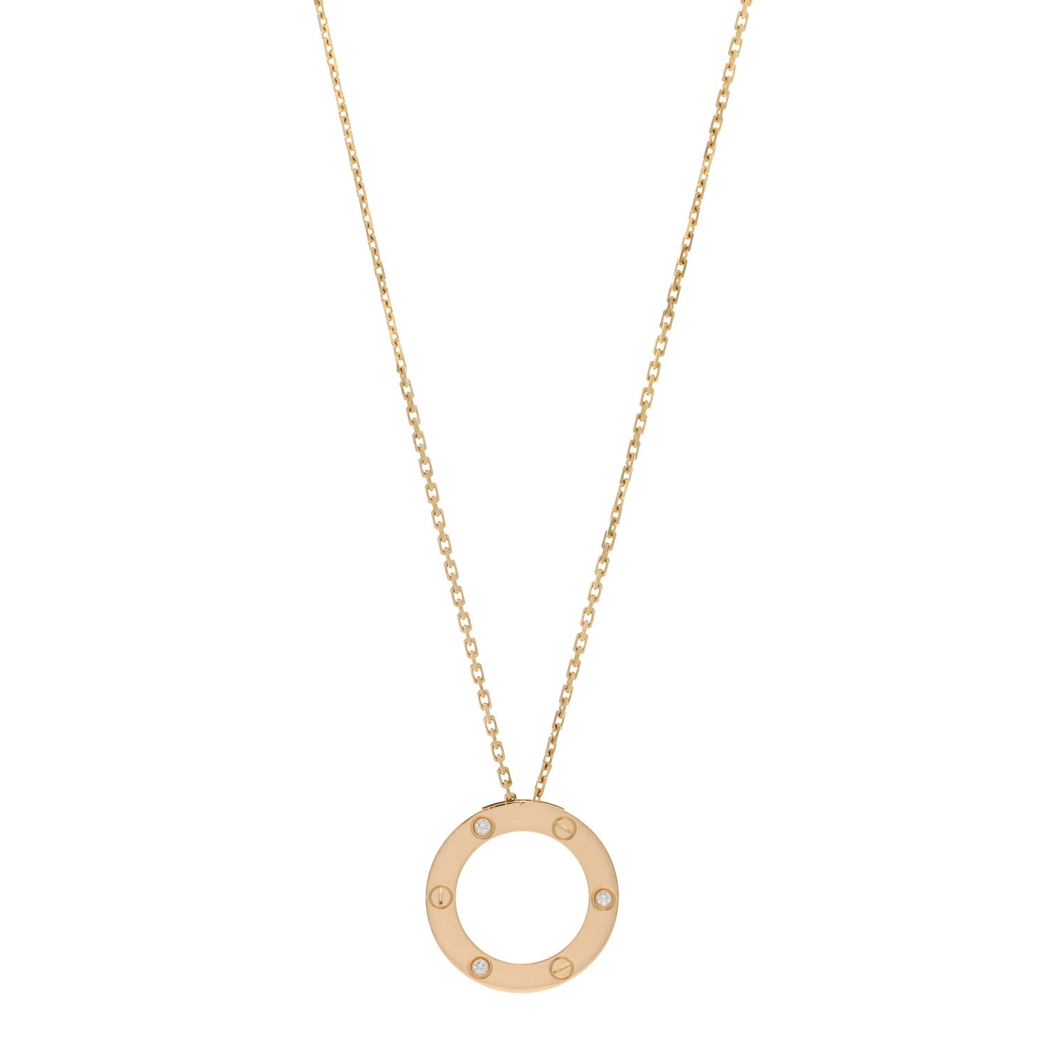 Cartier 18K Yellow Gold 3 Diamonds LOVE Pendant Necklace 1 of 4