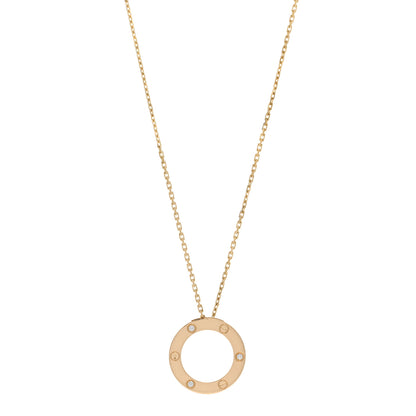 Cartier 18K Yellow Gold 3 Diamonds LOVE Pendant Necklace 1 of 4