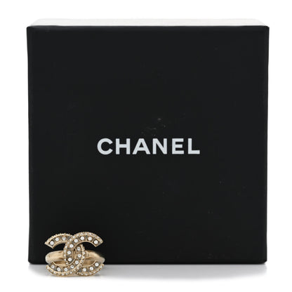 Chanel Metal Crystal CC Ring 49 5 Gold 5 of 5
