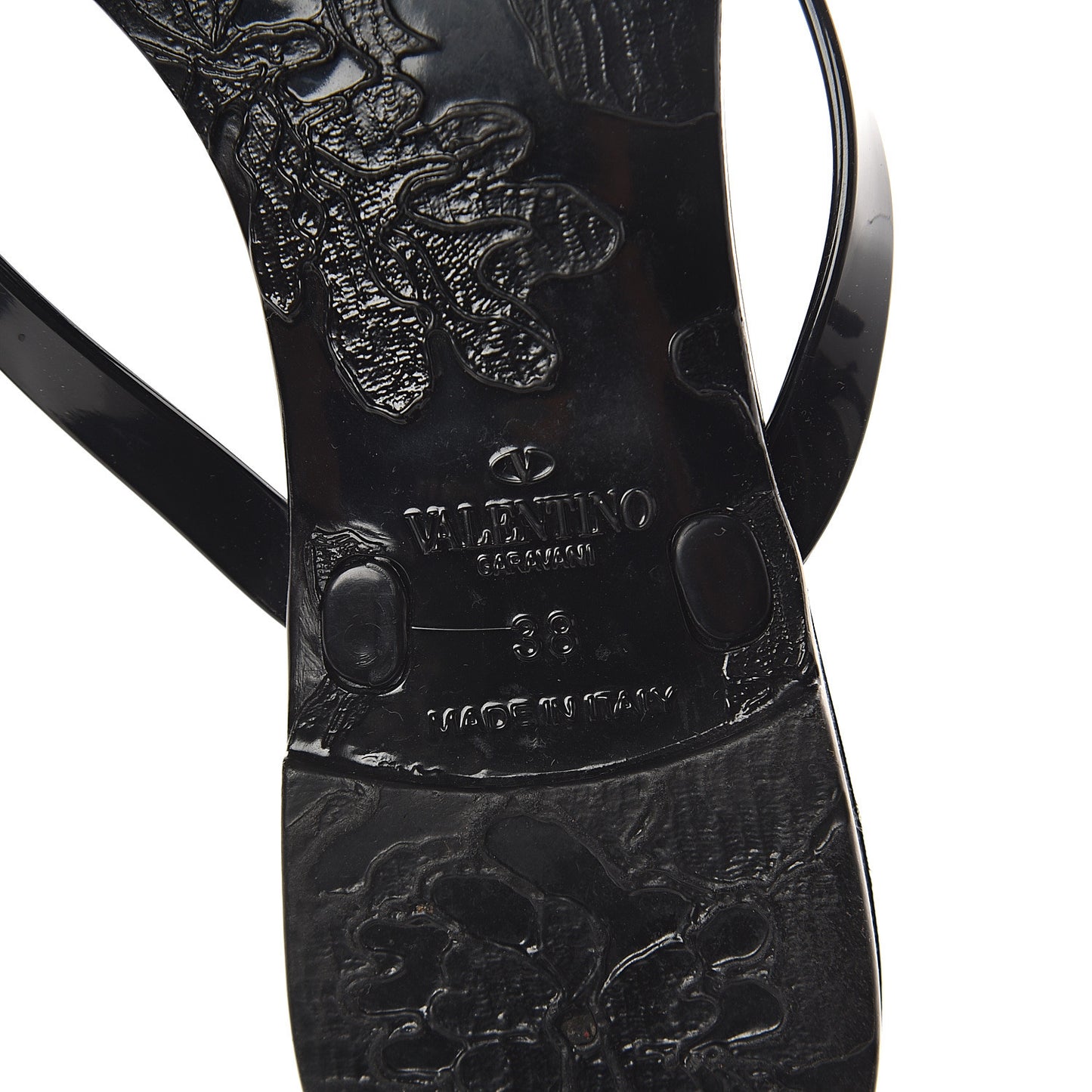 PVC Jelly Rockstud Bow Thong Sandals 38 Black