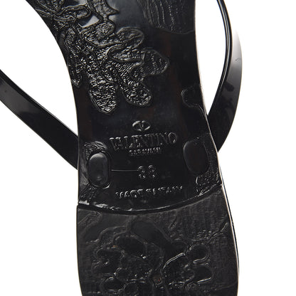 Valentino Garavani PVC Jelly Rockstud Bow Thong Sandals 38 Black 6 of 7