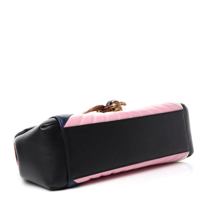 Gucci Calfskin Bamboo Trapuntata Queen Margaret Top Handle Bag Blue Agata Hibiscus Red Mystic White Sugar Pink 4 of 10