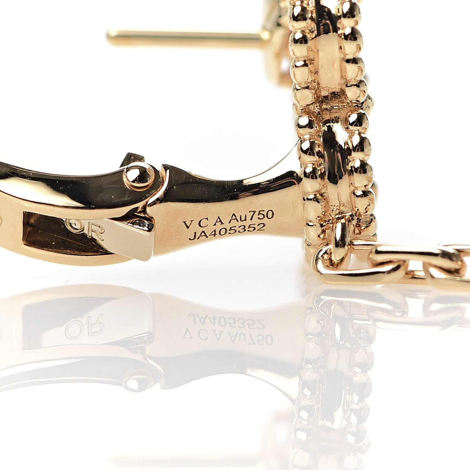 Van Cleef & Arpels 18K Yellow Gold Mother of Pearl Tiger's Eye Lucky Alhambra 2 Motifs Butterfly Earrings 3 of 6