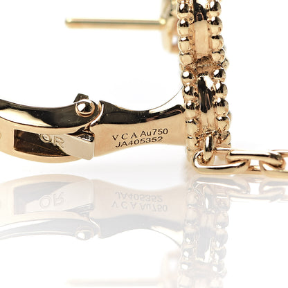 Van Cleef & Arpels 18K Yellow Gold Mother of Pearl Tiger's Eye Lucky Alhambra 2 Motifs Butterfly Earrings 3 of 6