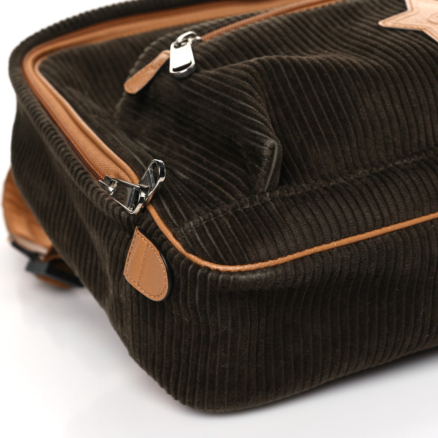Calfskin Corduroy Childrens Interlocking G Star Patch Backpack Brown