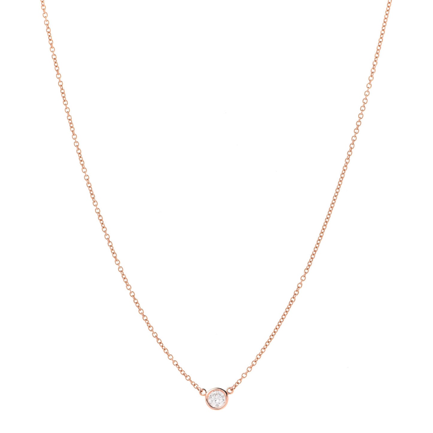 18K Rose Gold Diamond .21ct Elsa Peretti Diamonds by the Yard Pendant Necklace
