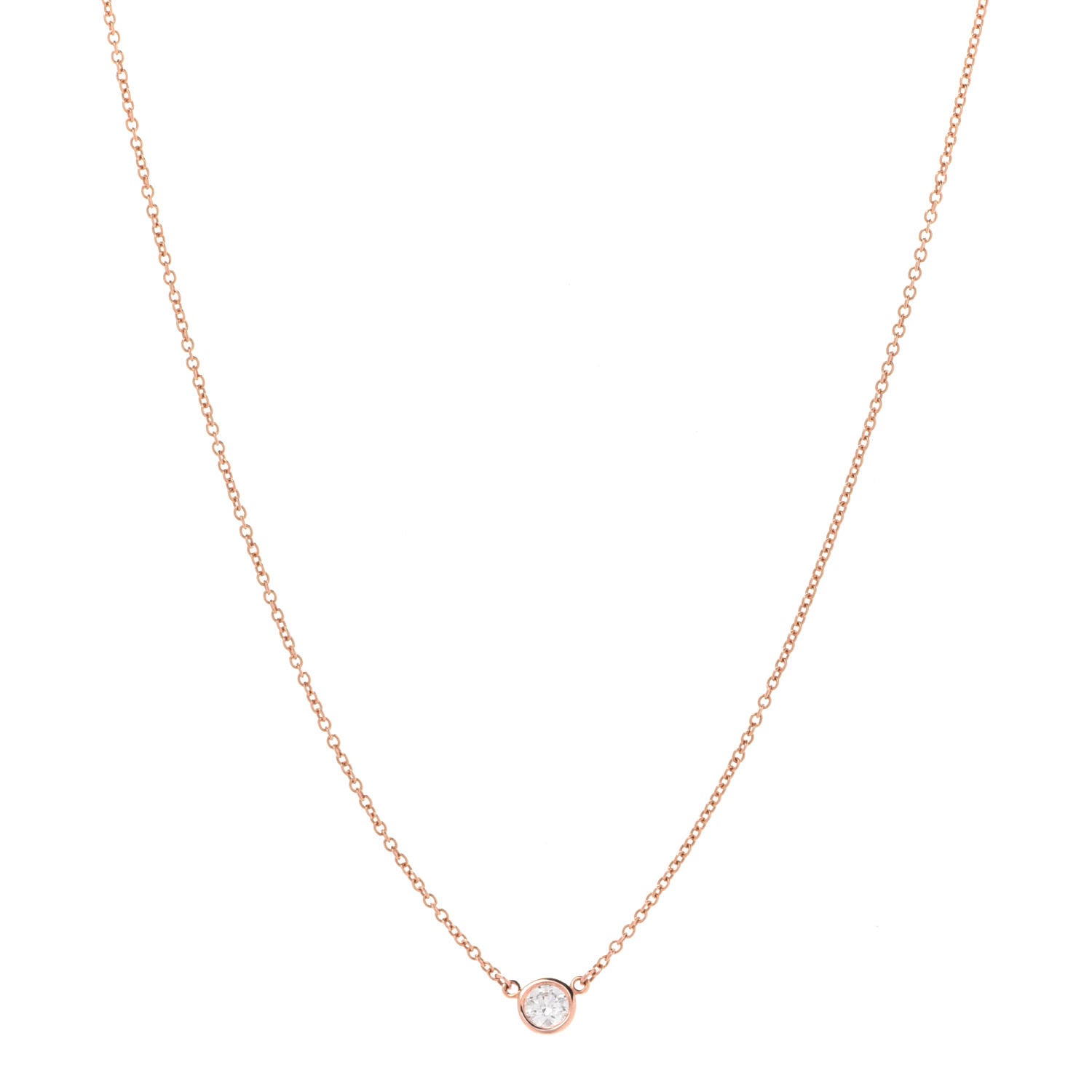 Tiffany 18K Rose Gold Diamond .21ct Elsa Peretti Diamonds by the Yard Pendant Necklace 1 of 6