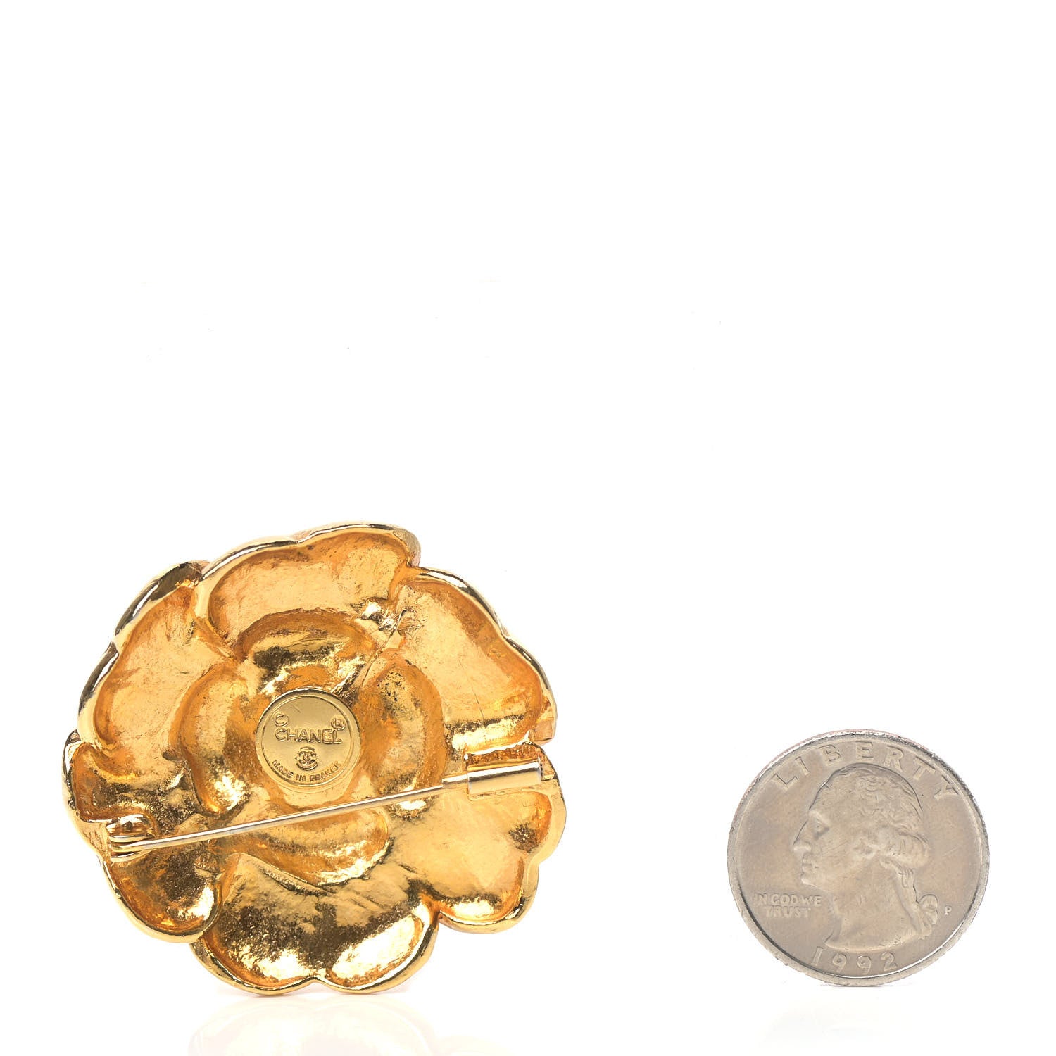 Chanel Camellia Brooch Gold 2 of 6