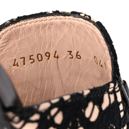 Gucci Lace Malaga Kid Womens Princetown Slippers 36 Black Skin Rose 8 of 8