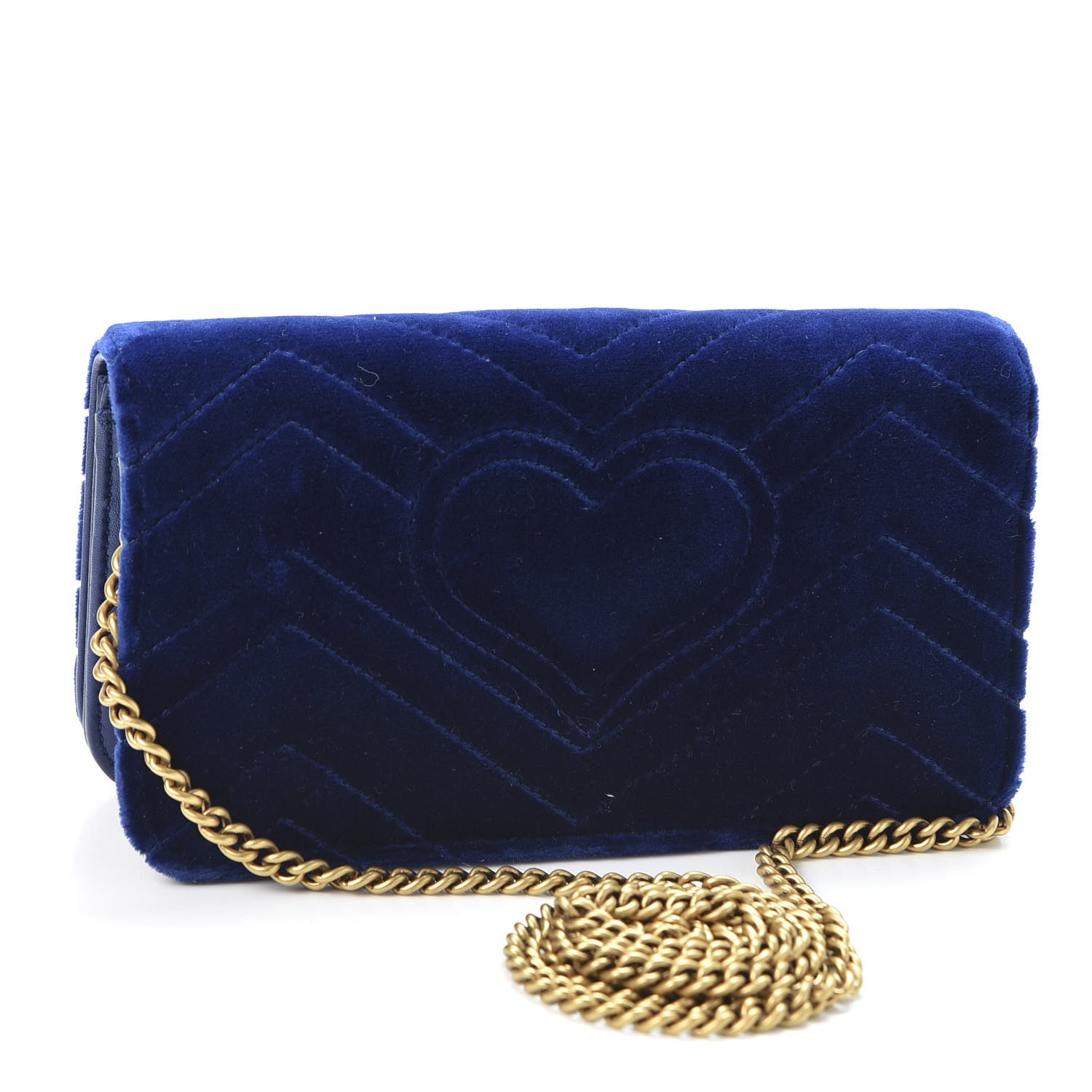Gucci Velvet Matelasse GG Marmont Mini Bag Cobalt Blue 2 of 9