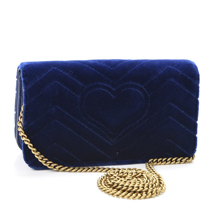Gucci Velvet Matelasse GG Marmont Mini Bag Cobalt Blue 2 of 9
