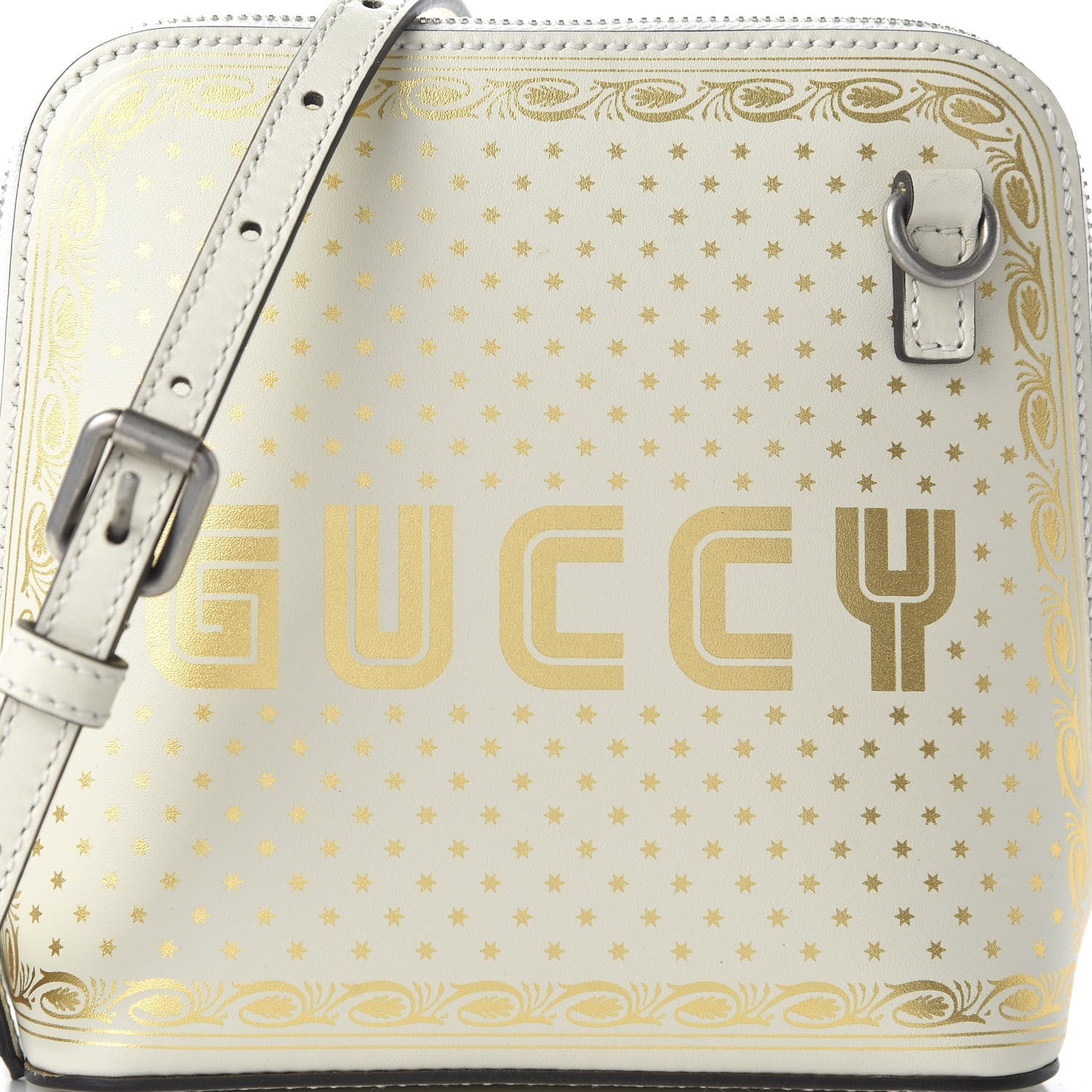 Gucci X SEGA Calfskin GUCCY Stars Mini Dome Shoulder Bag Mystic White Gold 10 of 10