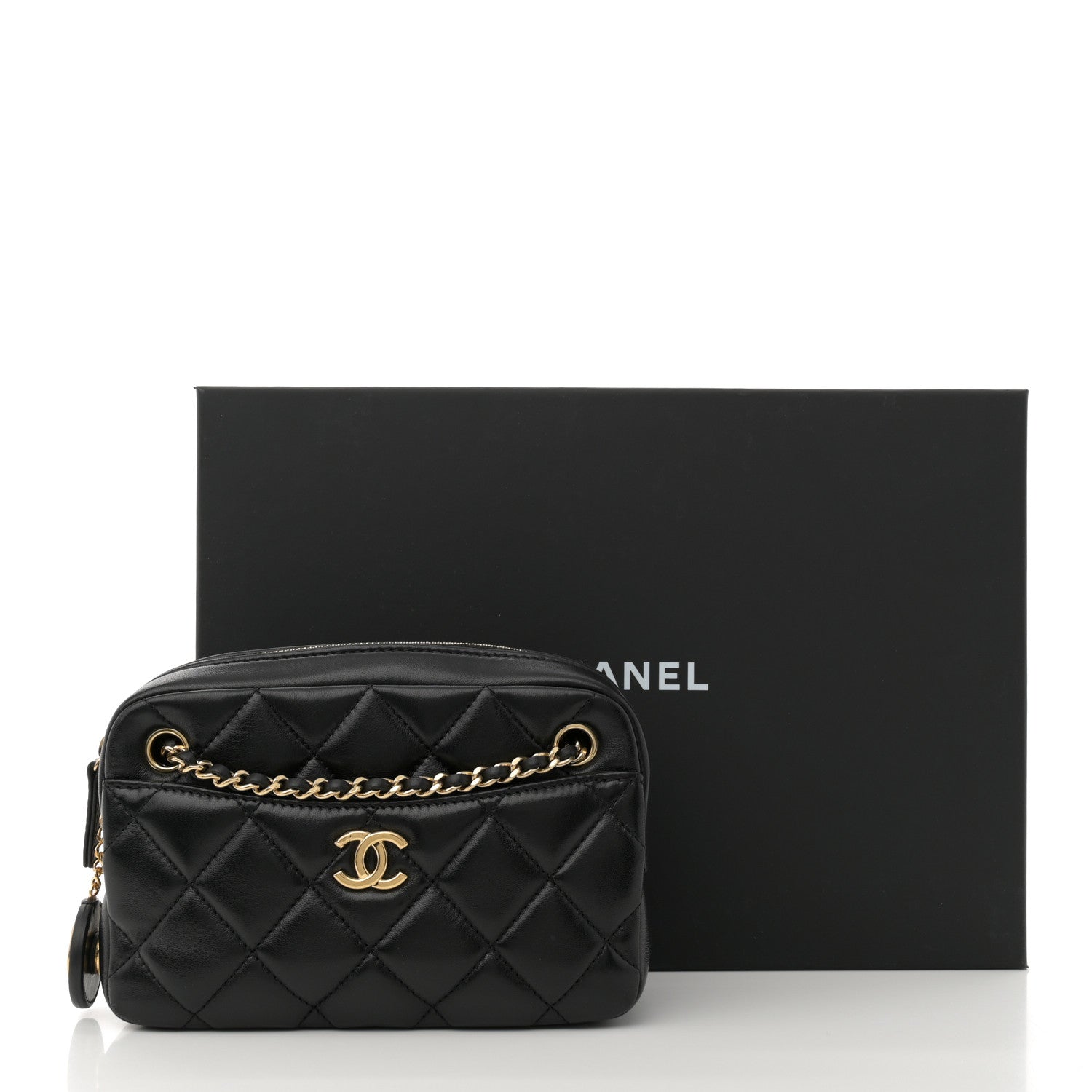Chanel Shiny Lambskin Quilted Mini Camera Case Black 10 of 10