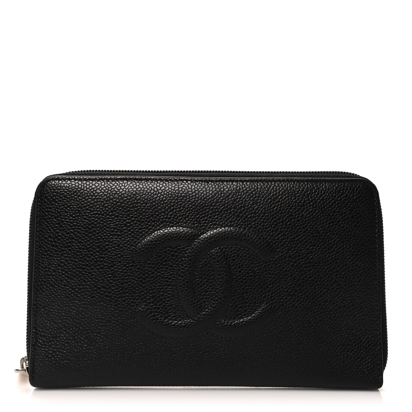 Caviar Large Timeless CC Zip Around Organizer Wallet Black