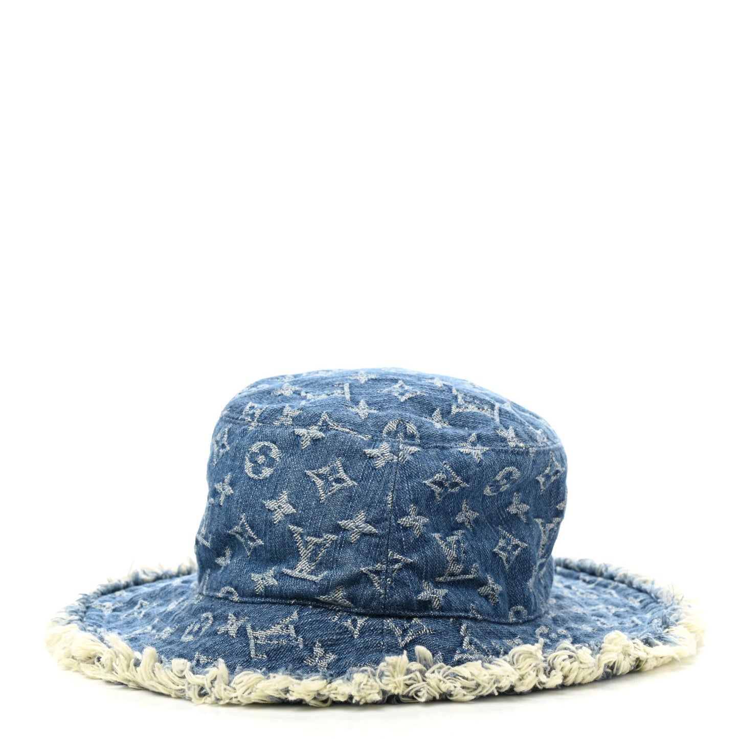Monogram Denim Fringe Bob Bucket Hat M Blue