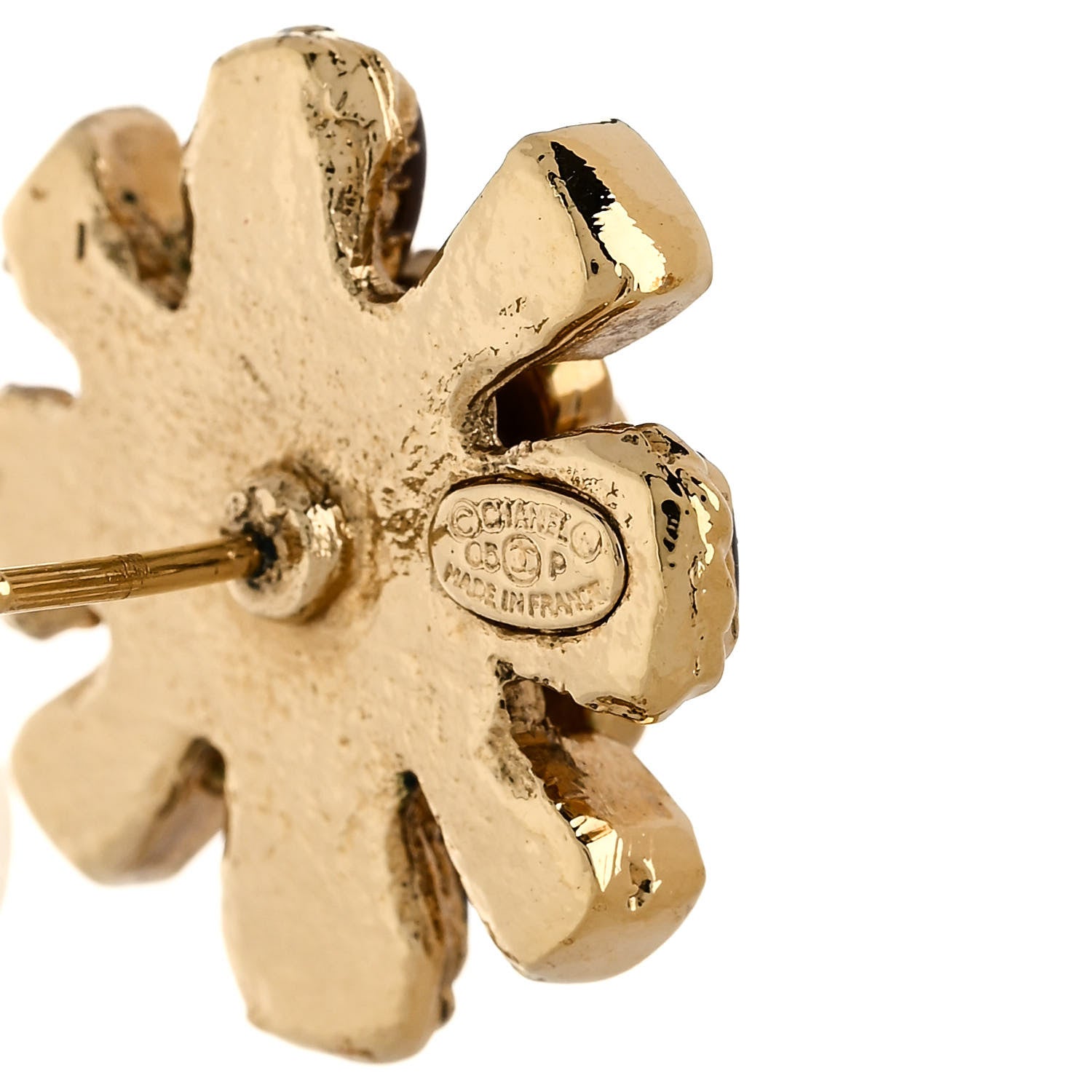 Chanel Enamel Gripoix Flower CC Earrings Gold 4 of 5